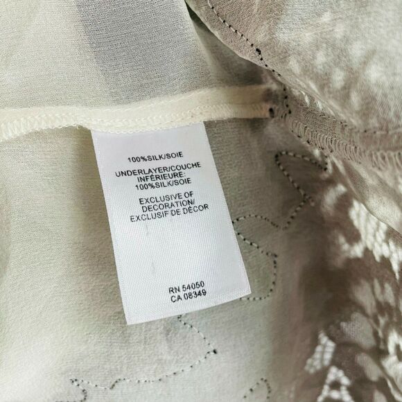 Robert Rodriguez Blouse 100% Silk Peasant Top V Neck Long Sleeve Black Size 6 - Picture 9 of 10